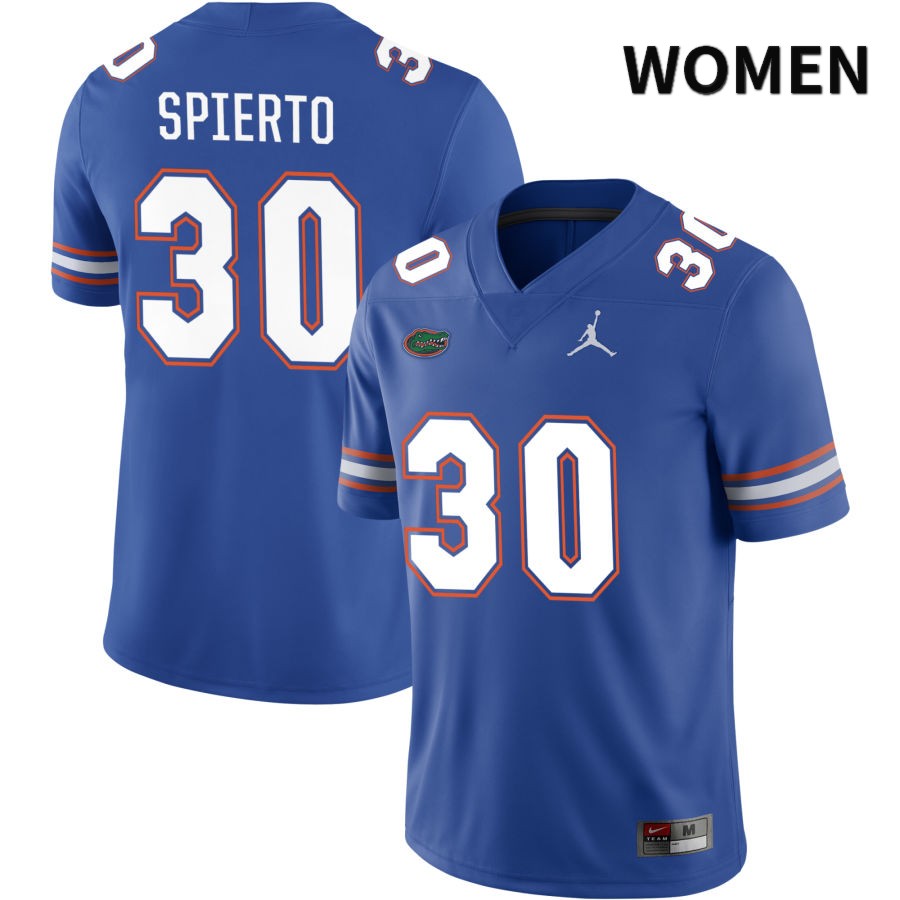 NCAA Florida Gators Taylor Spierto Women's #30 Jordan Brand Royal 2022 NIL Stitched Authentic College Football Jersey OGE4064GG